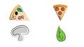 Italian Pizza Vector Illustrated Set. Colorful Restaurant Tasty Isolated Nutrition