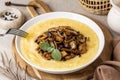 Italian polenta with mix of mushrooms.