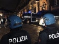 Italian police during anti riot in Naples Ital