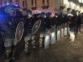 Italian police during anti riot in Naples in Italy
