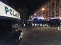 Italian police during anti riot in Naples in Italy