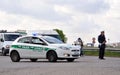 Italian police car and policeman