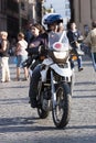 Italian policeman in motorcycle Royalty Free Stock Photo