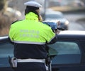 Italian policeman with the text POLIZIA LOCALE that means local Royalty Free Stock Photo