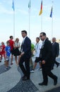 Italian Prime Minister Matteo Renzi attends Rio 2016 Olympics men`s road race at Copacabana Beach in Rio de Janeiro