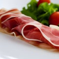 Italian prosciutto crudo or spanish jamon. Jerked meat serrano ham tasty