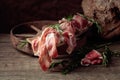 Italian prosciutto crudo or Spanish jamon with rosemary Royalty Free Stock Photo
