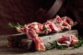 Italian prosciutto crudo or Spanish jamon with rosemary Royalty Free Stock Photo