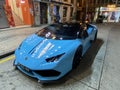 Italian Race Car Baby Blue Lamborghini Speed Automobile Transportation Vehicle Fast Furious Macau Street Luxury Lifestyle