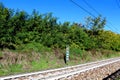 Italian railway system modern mileage milestone sign