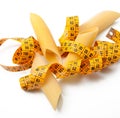 Italian pasta on white background with metre