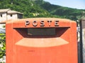 Italian red mailbox where to mail letters and postcards