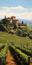 Italian Renaissance Revival: A Stunning Landscape Painting Of An Italian Vineyard