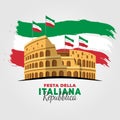 Italian Republic Day. Celebrated annually on June 2 in Italy. Happy national holiday of freedom. Italy flag. Patriotic poster Royalty Free Stock Photo