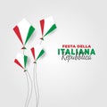 Italian Republic Day. Celebrated annually on June 2 in Italy. Happy national holiday of freedom. Italy flag. Patriotic poster Royalty Free Stock Photo