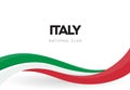 The Italian Republic waving flag banner. National symbol of Italy poster. Patriotic green, red and white ribbon vector