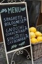 Italian restaurant blackboard in the street of Sorrento