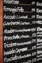 Italian restaurant chalk menu board, blackboard, vertical Royalty Free Stock Photo