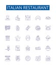 Italian restaurant line icons signs set. Design collection of Italian, restaurant, cuisine, pasta, pizza, bread, garlic Royalty Free Stock Photo