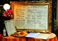 Italian restaurant menu on a table