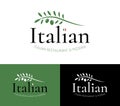 Italian Restaurant and Pizzeria Logo with Abstract Olive Branch Royalty Free Stock Photo