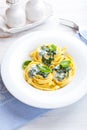 Italian ribbon pasta with gorgonzola sauce