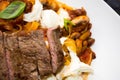 Italian ribbon pasta with grilled beef steak