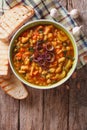 Italian ribollita soup close up in a bowl. vertical top view Royalty Free Stock Photo