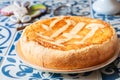 Italian ricotta pie with raisins. Easter festive baking Royalty Free Stock Photo