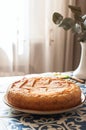 Italian ricotta pie with raisins. Easter festive baking Royalty Free Stock Photo
