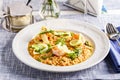 Italian risotto with asparagus and shrimp Royalty Free Stock Photo