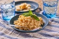 Italian risotto with parmesan flakes