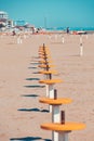 Italian riviera typical beach tables Royalty Free Stock Photo