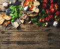 Italian roasted tomato and garlic soup in bowl, copy space Royalty Free Stock Photo