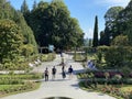 Italian Rose Garden or Italienscher Rosengarten - Flower Island Mainau on the Lake Constance or Die Blumeninsel im Bodensee Royalty Free Stock Photo