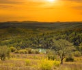 Italian rural landscape at evening