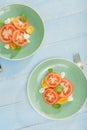 Italian salad tomatoes mozzarella cheese Rustic style Royalty Free Stock Photo