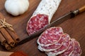 Italian salame cured sausage Royalty Free Stock Photo