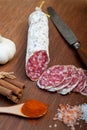 Italian salame cured sausage Royalty Free Stock Photo