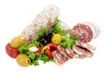 Italian Salami Sausages With Olives And Peppers Royalty Free Stock Photo