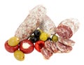 Italian Salami Sausages With Olives And Peppers Royalty Free Stock Photo
