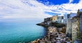 Italian scenic landscapes -beautiful coastal town Vieste in Puglia, south of Italy Royalty Free Stock Photo