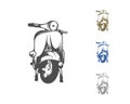 Italian scooter from Italy icon in black style isolated on white background. Italy country symbol stock vector illustration Royalty Free Stock Photo