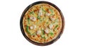 Italian seafood pizza on white Royalty Free Stock Photo