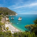 Italian Seascape with Faraglioni di Puglia in Baia Delle Zagare, Adriatic Bay of Mattinata, Italy Royalty Free Stock Photo