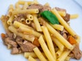 Italian short pasta dish with tuna Genoese Royalty Free Stock Photo