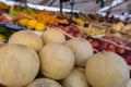 Italian Smooth Skin Melon on street market in Padua Royalty Free Stock Photo