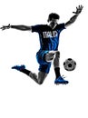 Italian soccer players man silhouettes Royalty Free Stock Photo