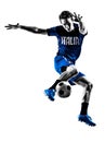 Italian soccer players man silhouettes Royalty Free Stock Photo