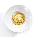 Italian Spaghetti Alla Carbonara with Grated Parmesan Royalty Free Stock Photo